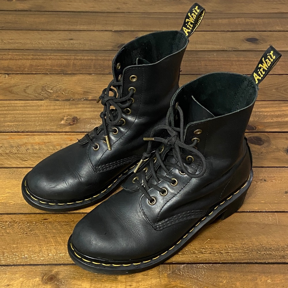 Dr. Martens Clemency Black Leather Heeled Lace Up Boots Womens 9 EU 41 UK 7